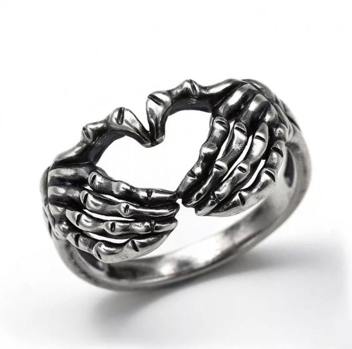 Jewelry Silver Plated Hand Heart Ring (Size 5-11) Size ONE SIZE - 1 Thumbnail