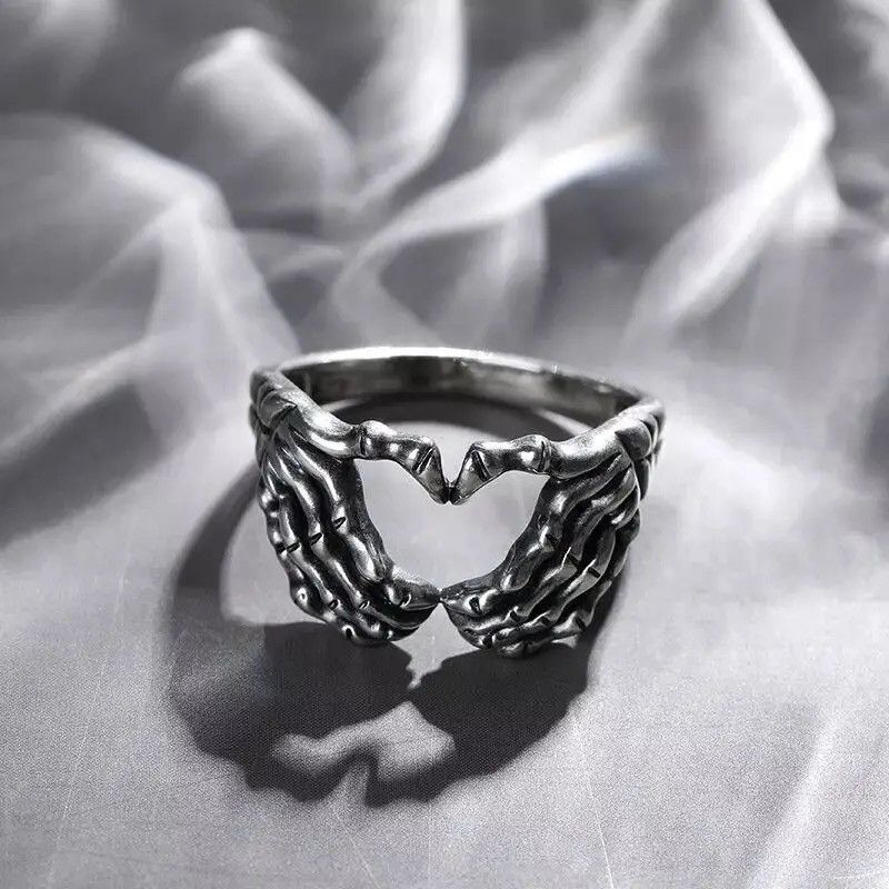 Jewelry Silver Plated Hand Heart Ring (Size 5-11) Size ONE SIZE - 4 Thumbnail