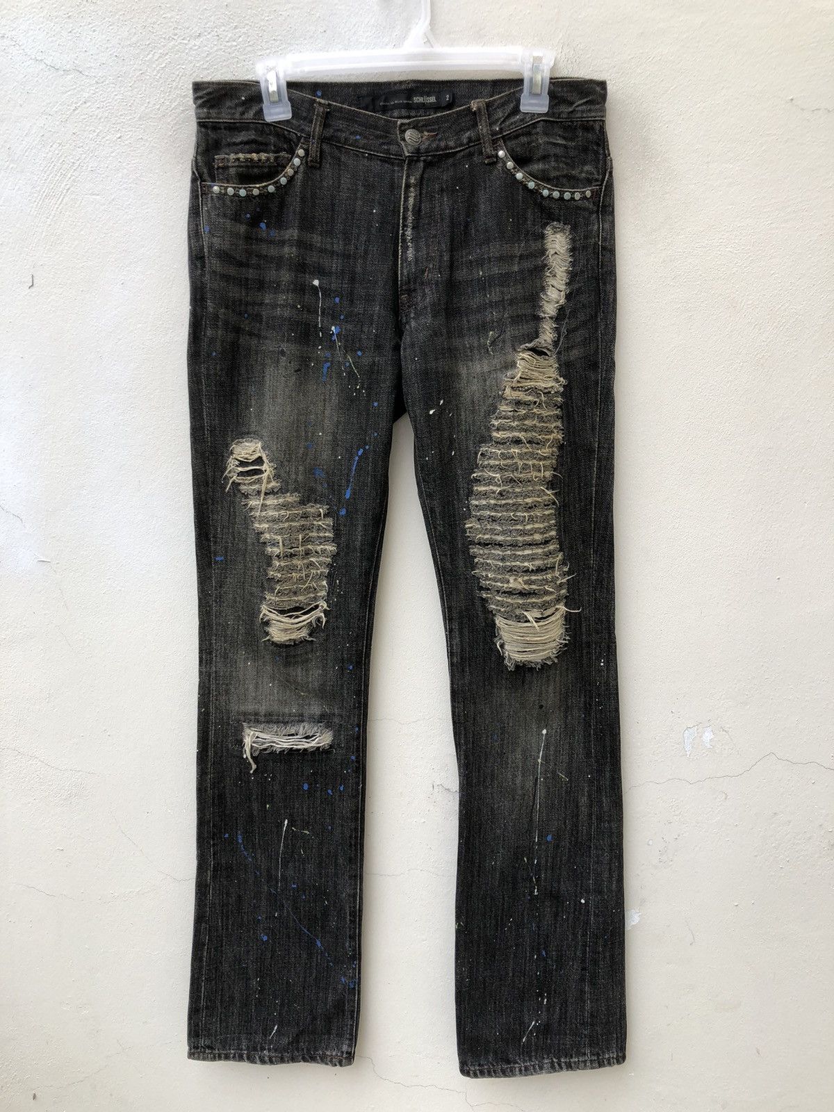 Schlussel Vintage Schlussel Schlussel Japan Rips Distress Flare Jeans Size US 31 - 6 Thumbnail