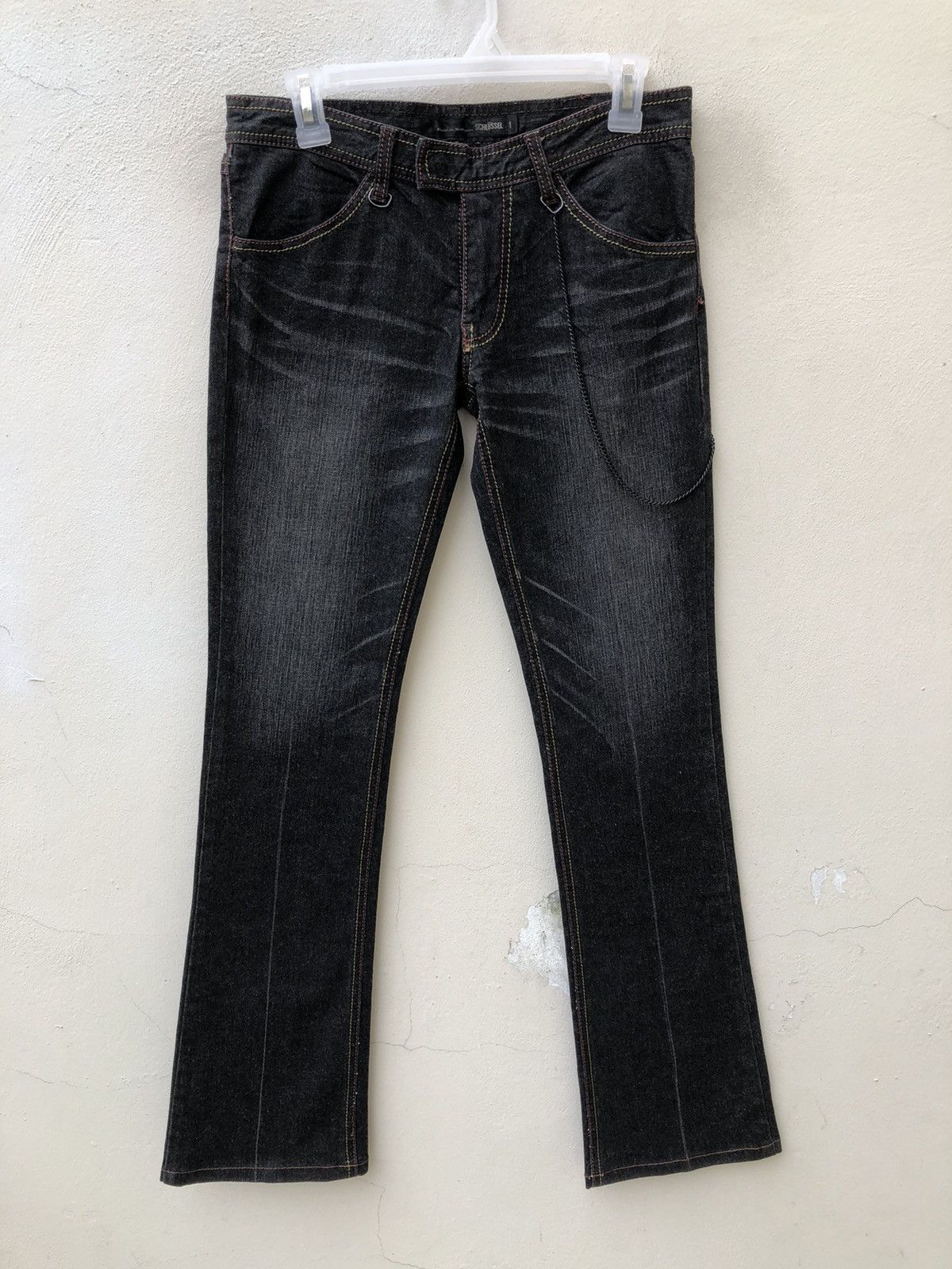 Schlussel Schlussel Japan Black Denim Flare Jeans Size US 29 - 6 Thumbnail