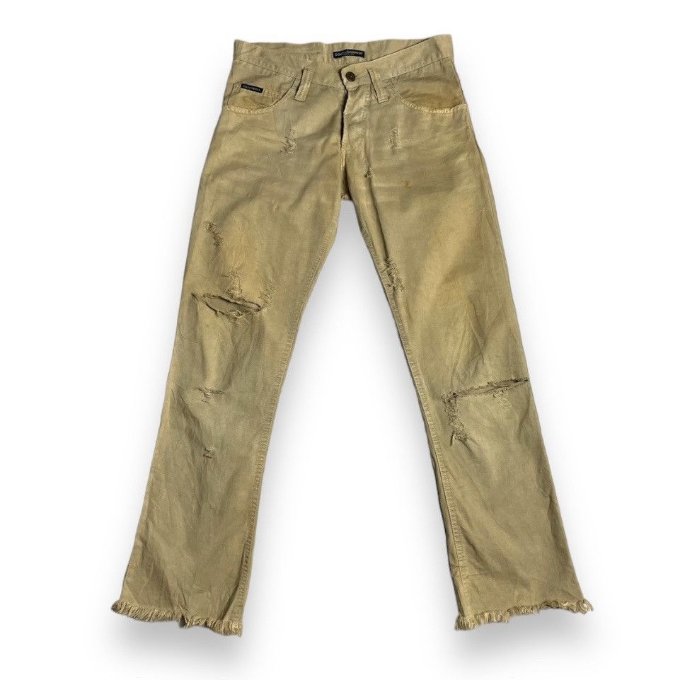 image of Dolce Gabbana x Vintage Dolce & Gabbana Distressed Pants in Cream, Men's (Size 30)