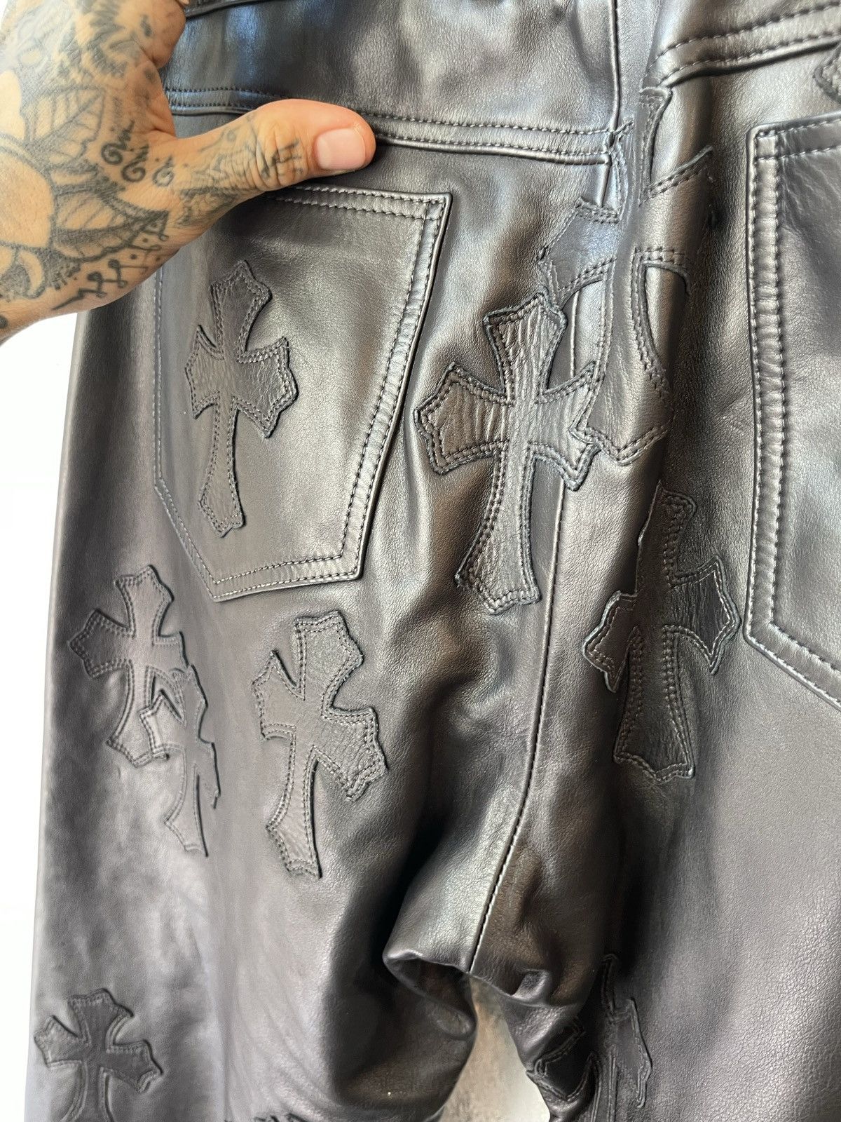 Chrome Hearts Chrome Hearts 70 Patch Black Leather Jeans Pants SZ 34 NEW Size US 34 / EU 50 - 14 Thumbnail