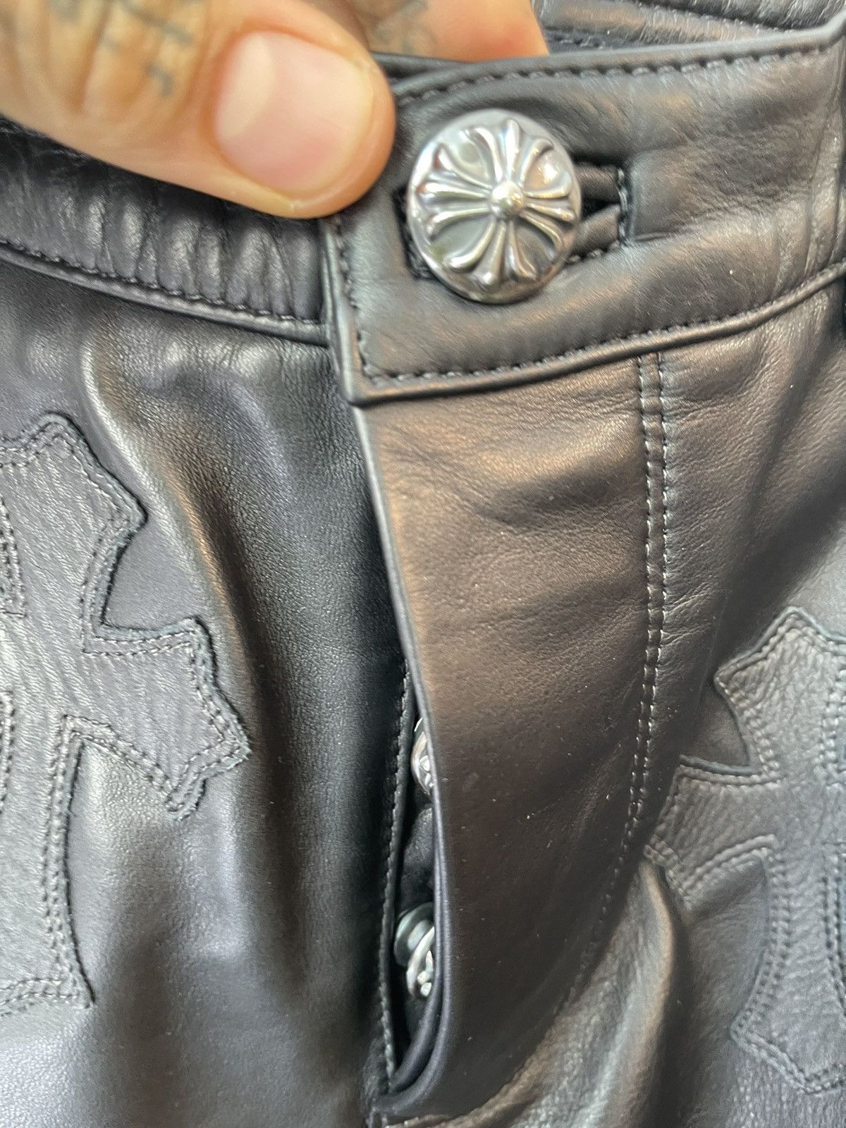 Chrome Hearts Chrome Hearts 70 Patch Black Leather Jeans Pants SZ 34 NEW Size US 34 / EU 50 - 7 Thumbnail
