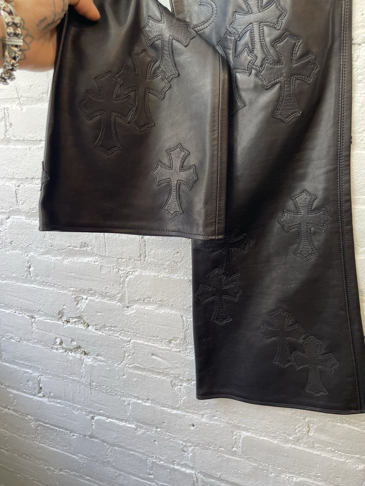 Chrome Hearts Chrome Hearts 70 Patch Black Leather Jeans Pants SZ 34 NEW Size US 34 / EU 50 - 5 Thumbnail