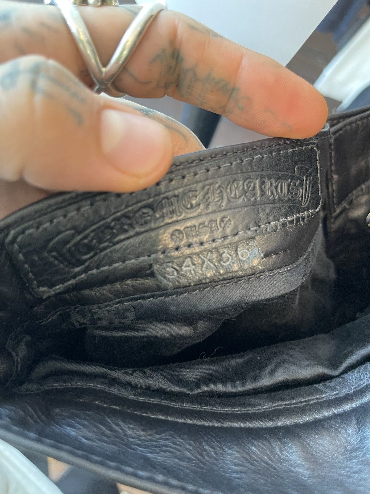 Chrome Hearts Chrome Hearts 70 Patch Black Leather Jeans Pants SZ 34 NEW Size US 34 / EU 50 - 15 Thumbnail