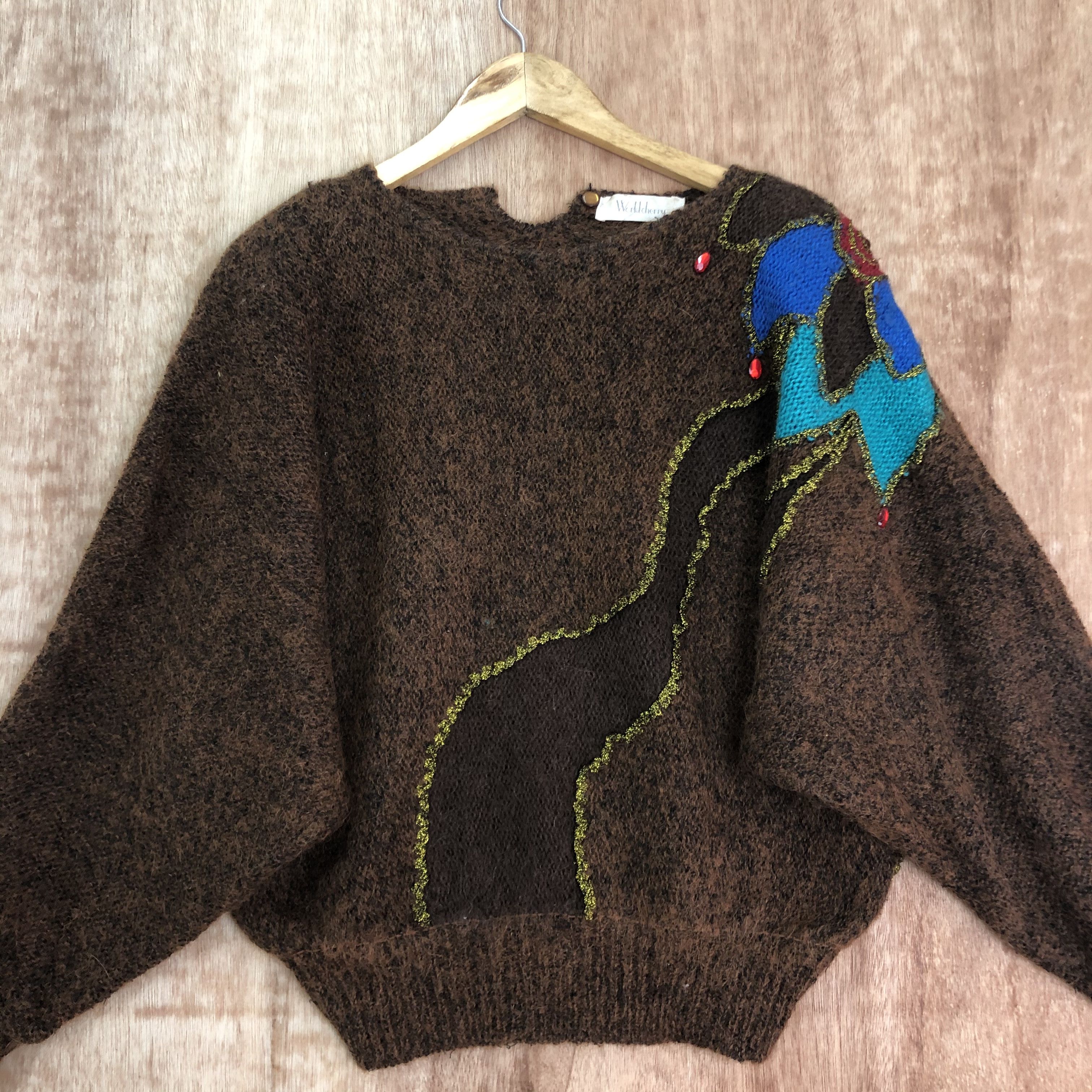 Vintage DL Vintage Art Pattern Mohair shaggy fur Knit Sweater #A693 Size L / US 10 / IT 46 - 3 Thumbnail