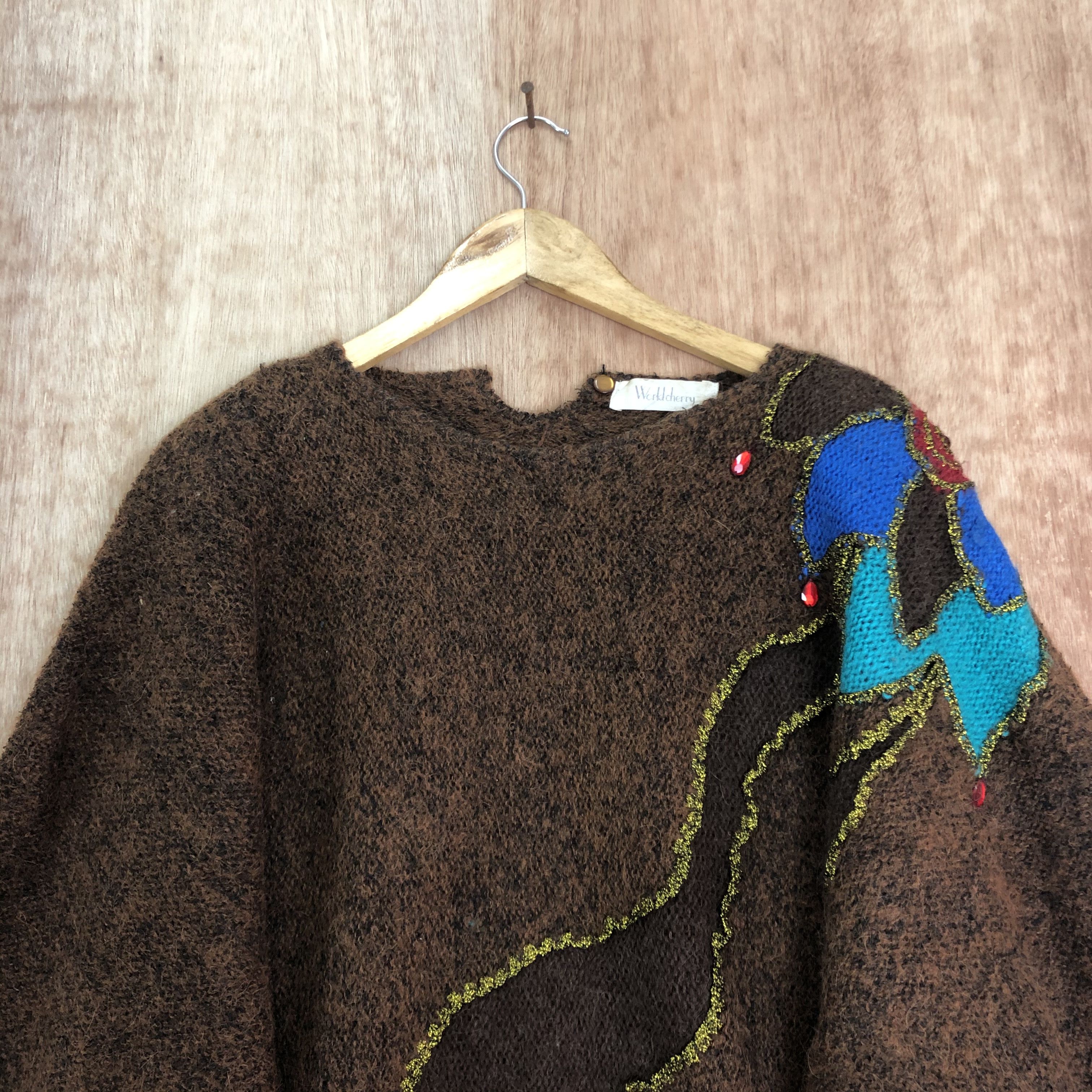Vintage DL Vintage Art Pattern Mohair shaggy fur Knit Sweater #A693 Size L / US 10 / IT 46 - 2 Thumbnail