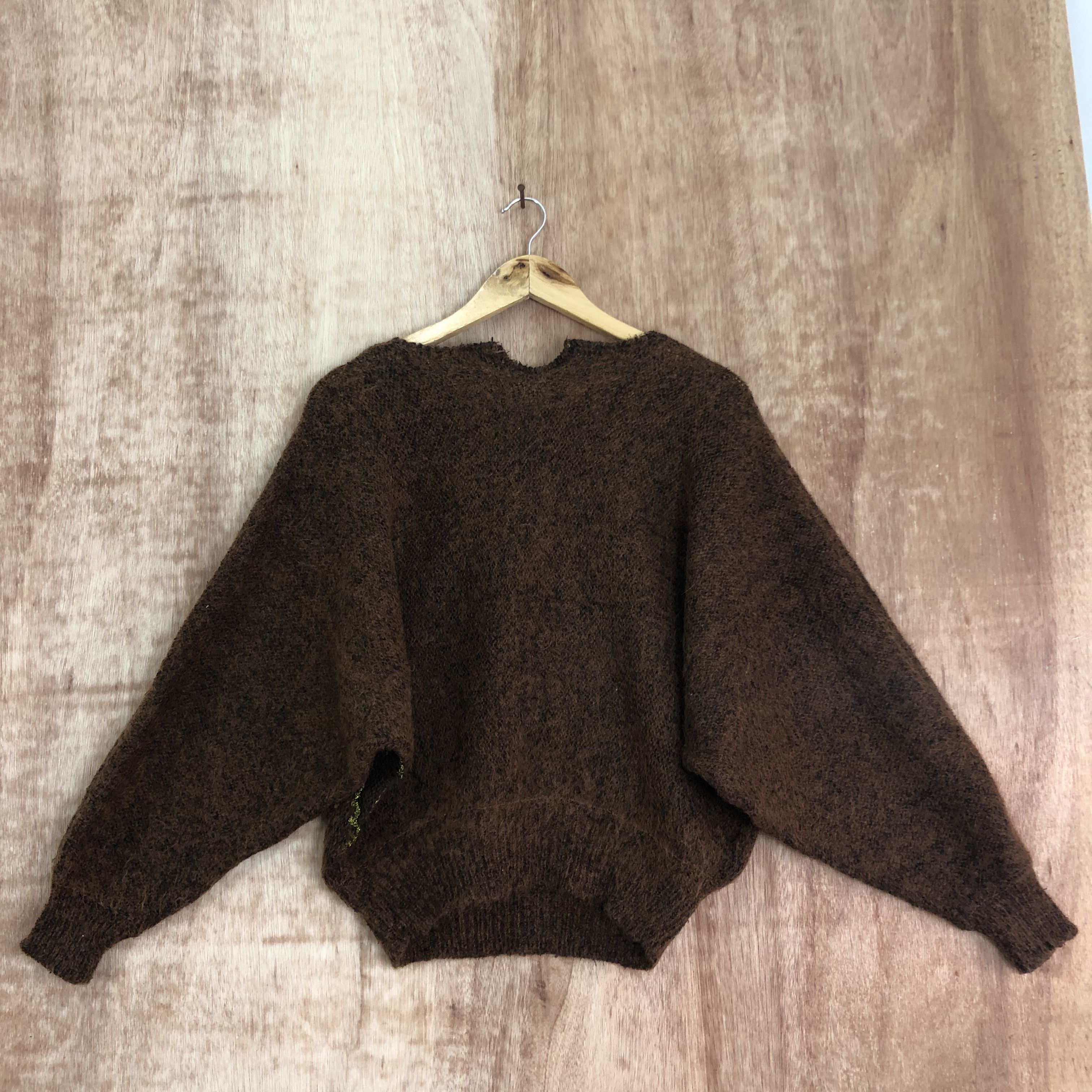 Vintage DL Vintage Art Pattern Mohair shaggy fur Knit Sweater #A693 Size L / US 10 / IT 46 - 8 Thumbnail