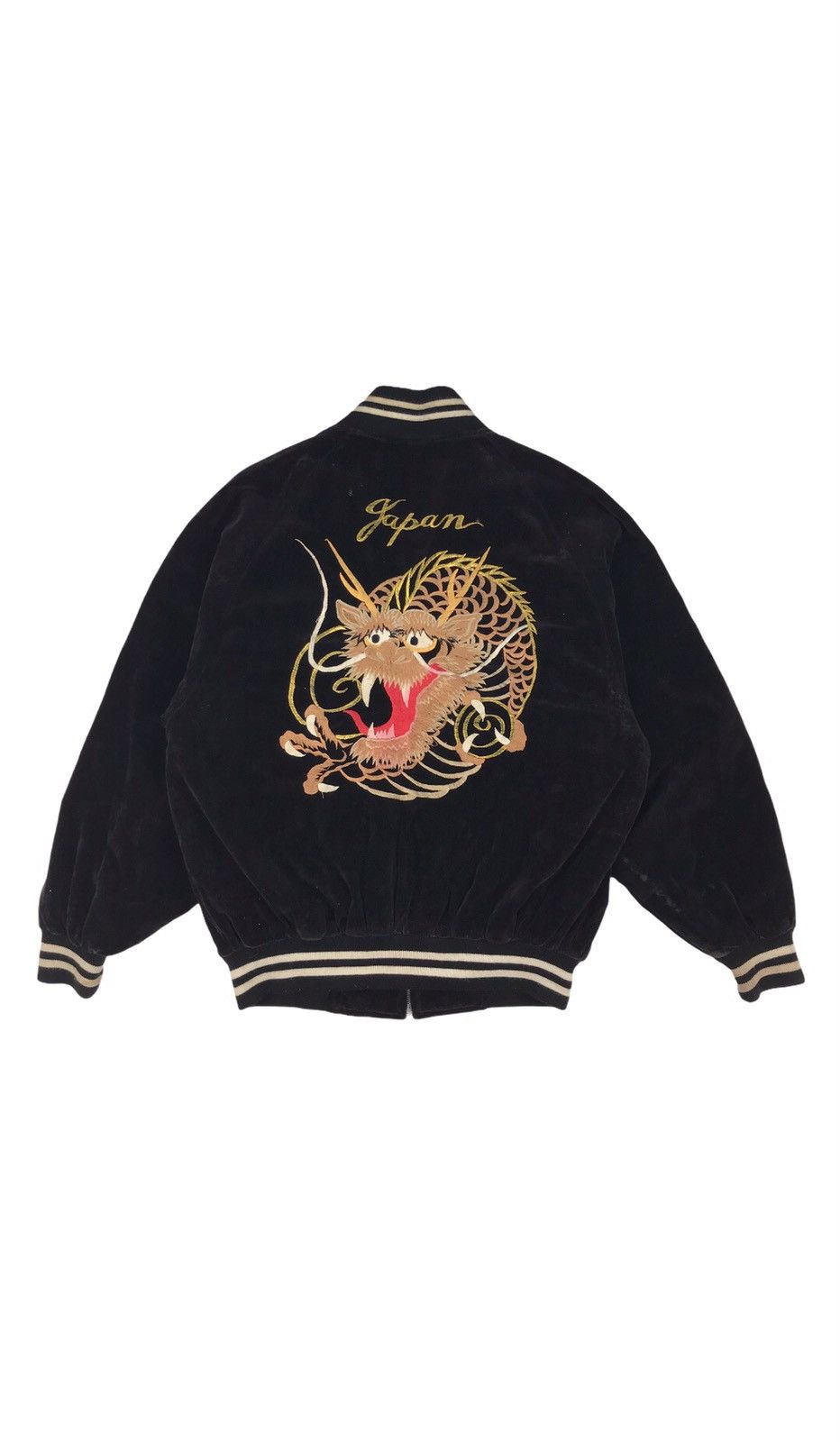 Japanese Brand × Vintage JAPAN TRADITIONAL SUKAJAN dragon embroidery velvet jacket Size US M / EU 48-50 / 2 - 1 Thumbnail