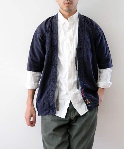 Indigo × Japanese Brand 🔥Indigo Dyed Sashiko Noragi Kimono Visvim Style Design🔥 Size US L / EU 52-54 / 3 - 19 Thumbnail