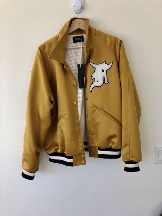 Fear of God 5th Satin Baseball Bomber Jacket Gold “Fear Of