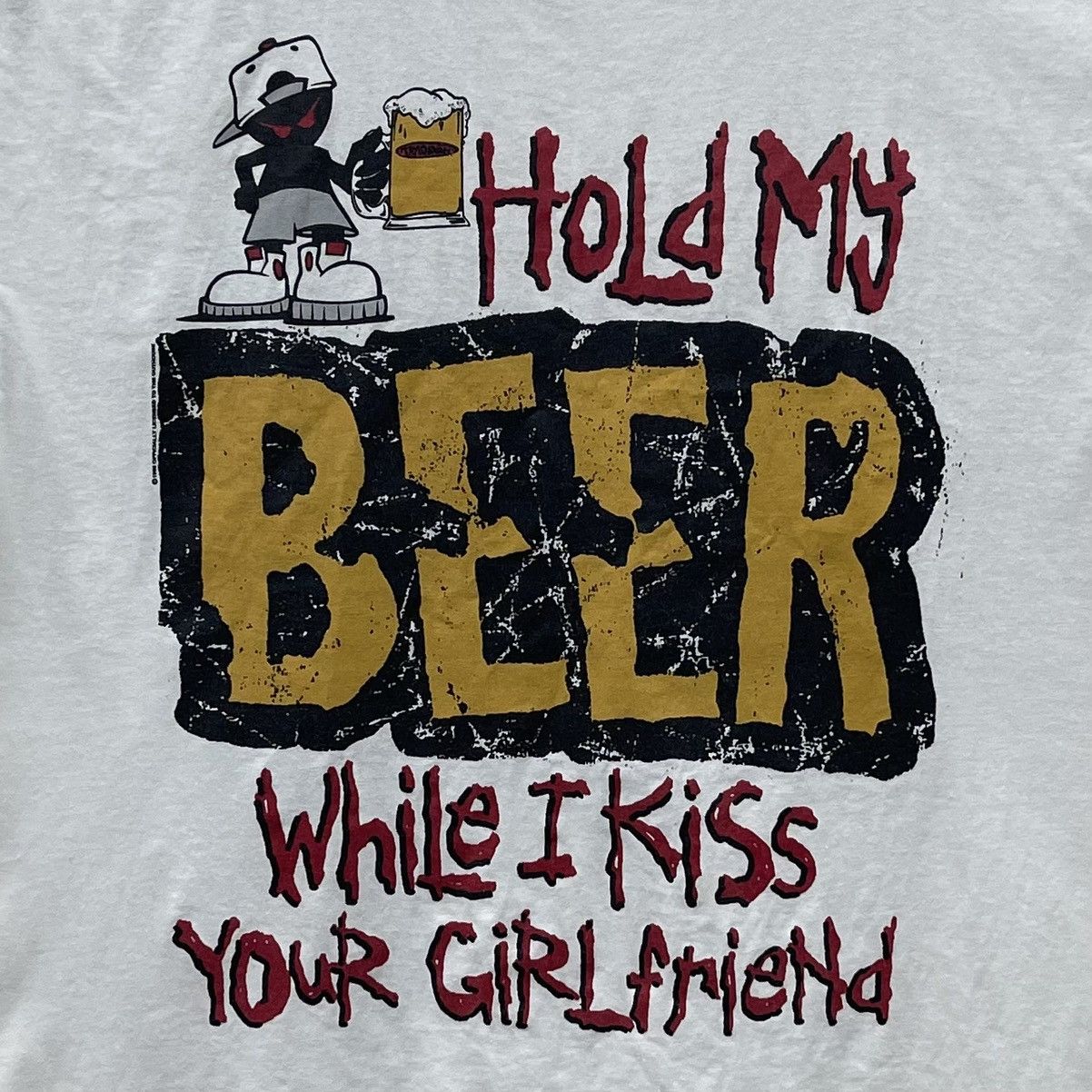 Vintage Vintage 90s Hold My While I Kiss Your Girlfriend Size US L / EU 52-54 / 3 - 2 Thumbnail