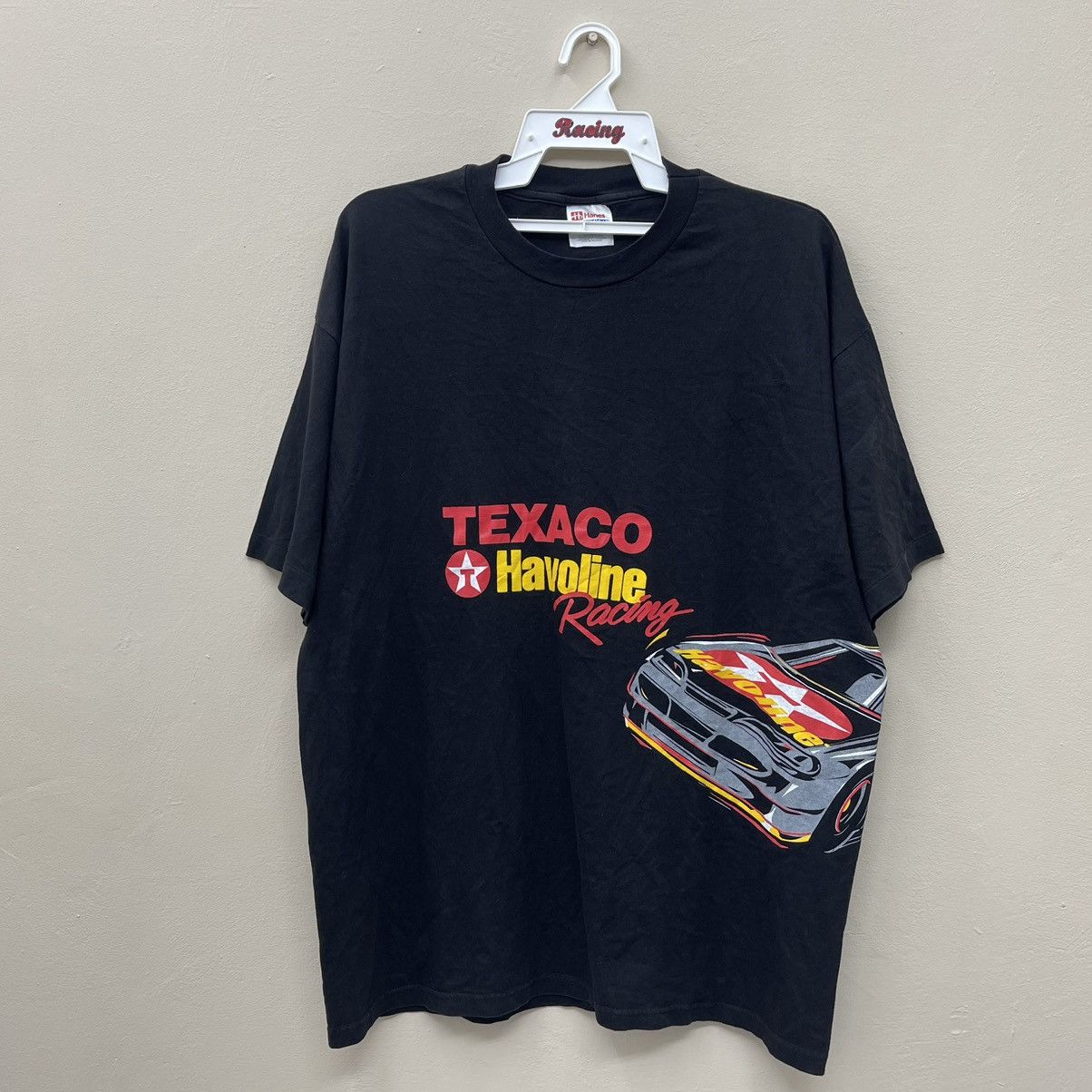 image of Vintage Texaco Havoline Racing Nascar T-Shirt in Black, Men's (Size XL)