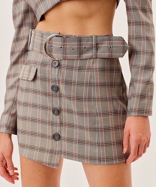 For Love & Lemons Kym Mini Skirt Glen Check Plaid