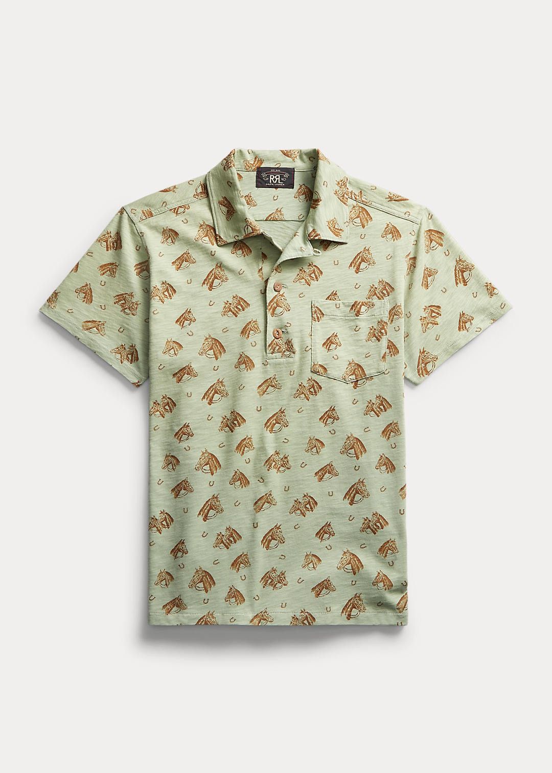 RRL Horse-Print Jersey Polo Shirt
