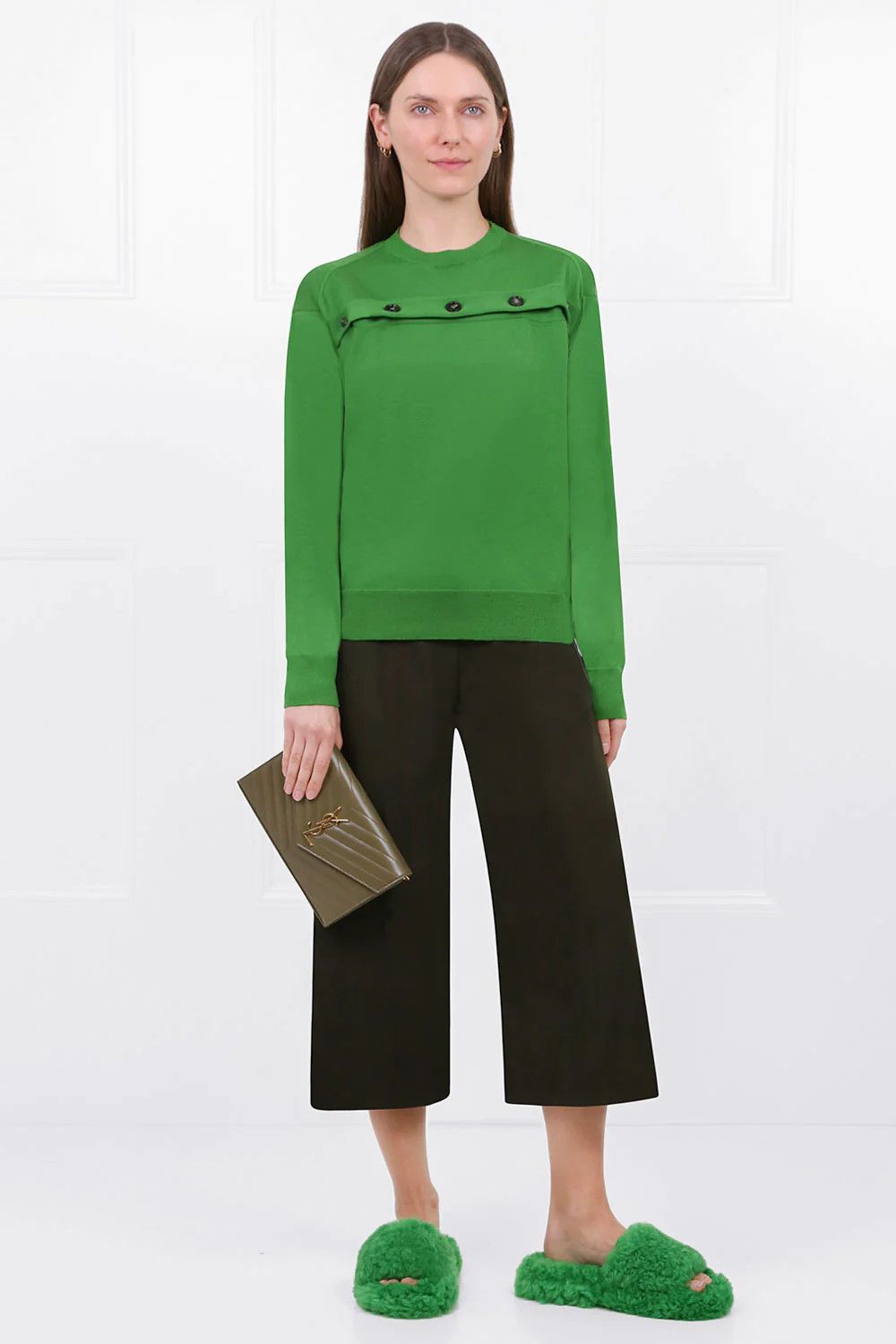 Bottega Veneta Green Button Detail Knitted Wool Sweater Size S / US 4 / IT 40 - 5 Thumbnail