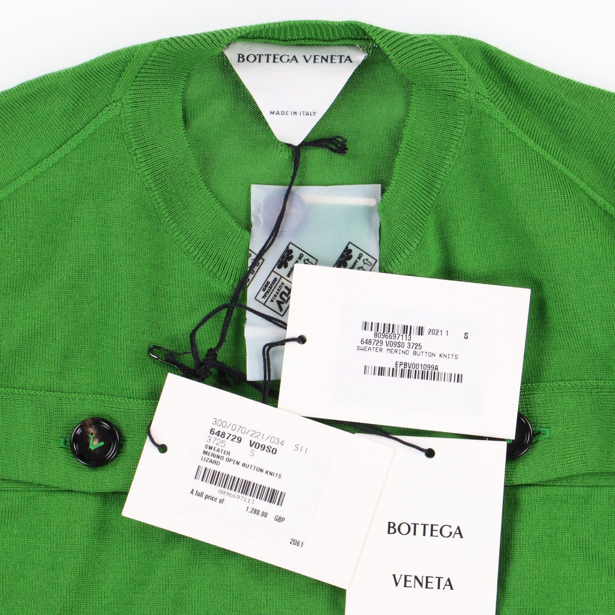 Bottega Veneta Green Button Detail Knitted Wool Sweater Size S / US 4 / IT 40 - 6 Thumbnail