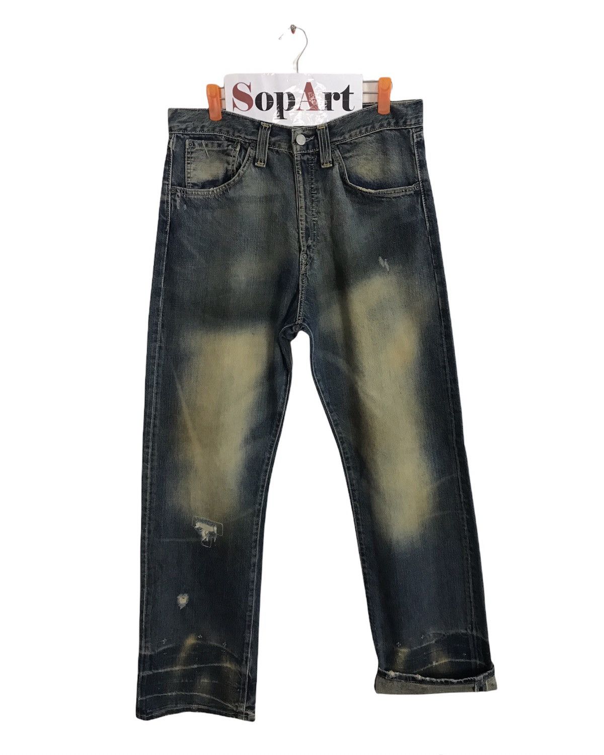 Levi's × Vintage Vintage Levi’s Distressed Design Buckle Back Denim Jeans Size US 33 - 1 Thumbnail