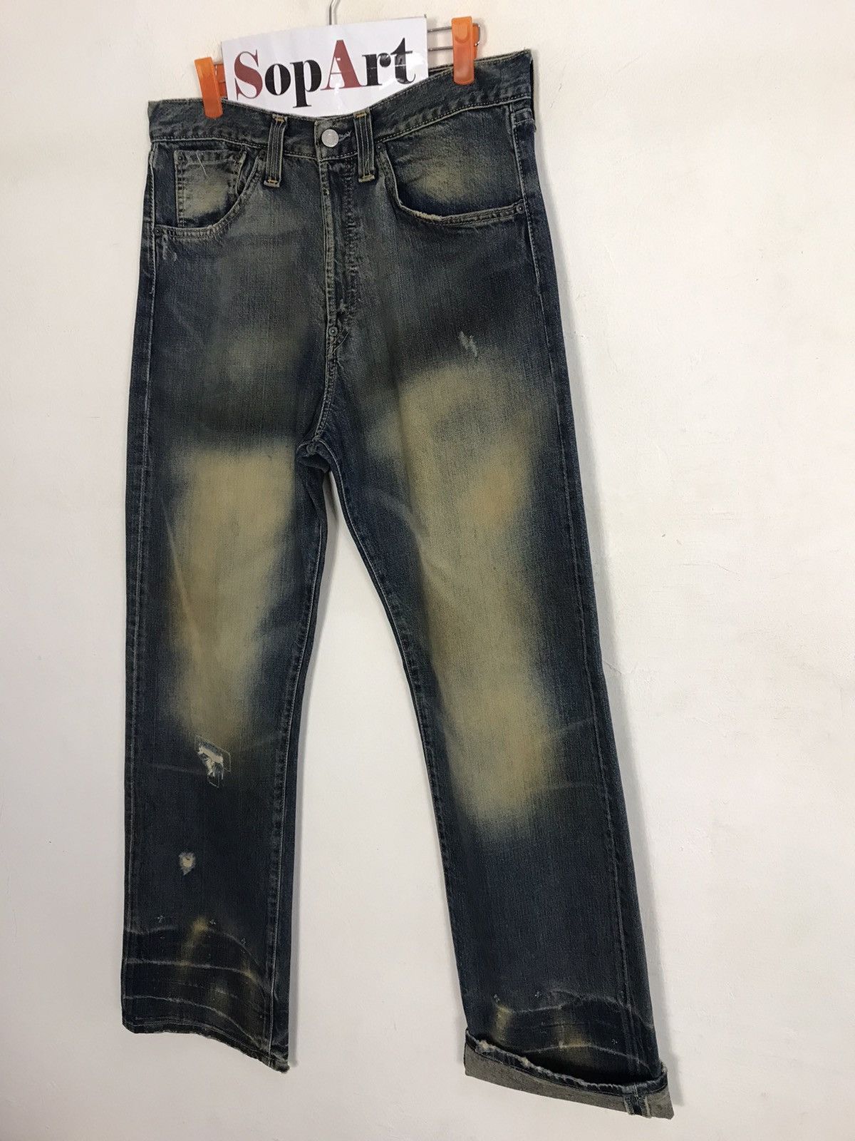 Levi's × Vintage Vintage Levi’s Distressed Design Buckle Back Denim Jeans Size US 33 - 4 Thumbnail