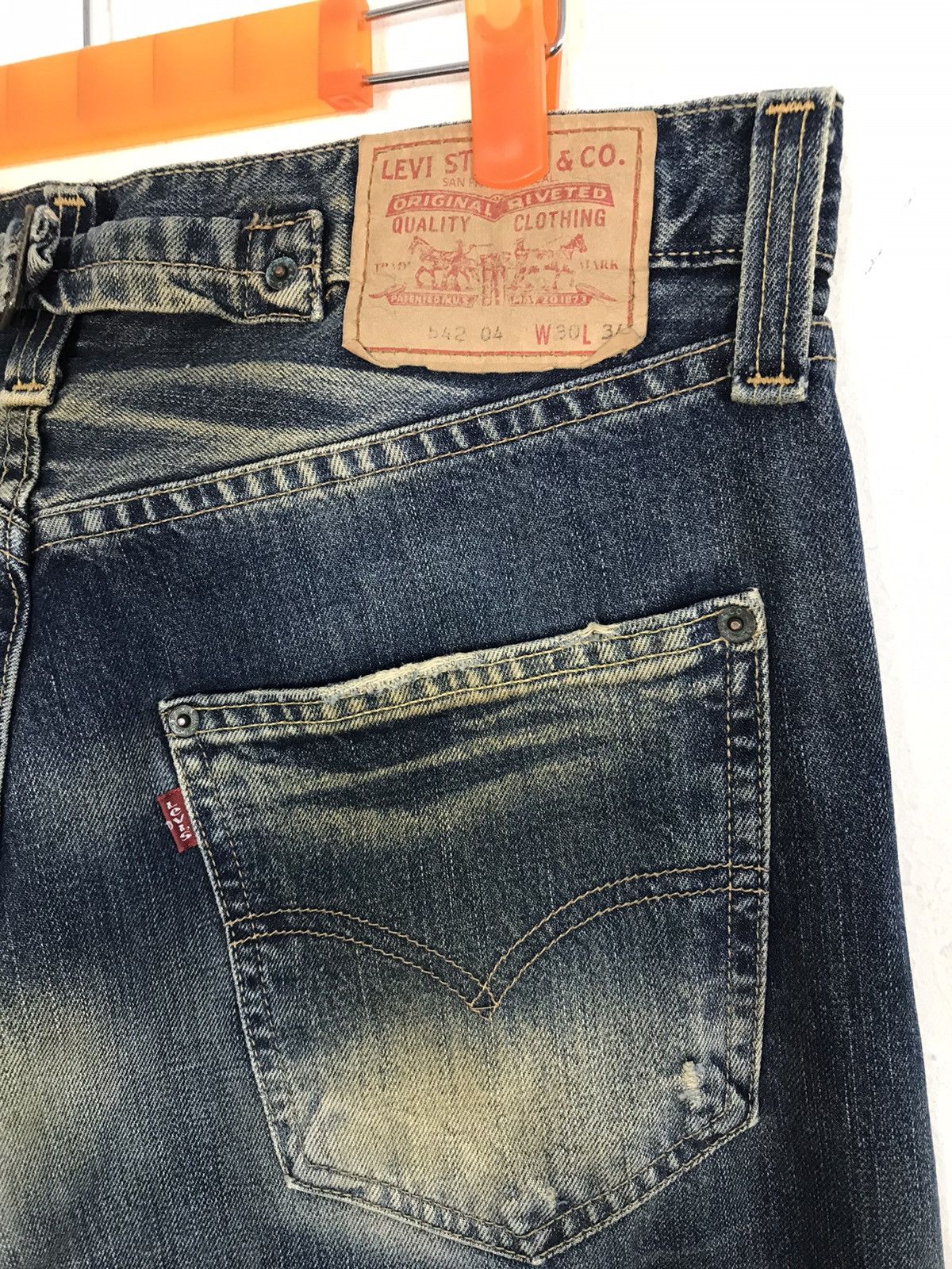 Levi's × Vintage Vintage Levi’s Distressed Design Buckle Back Denim Jeans Size US 33 - 12 Thumbnail