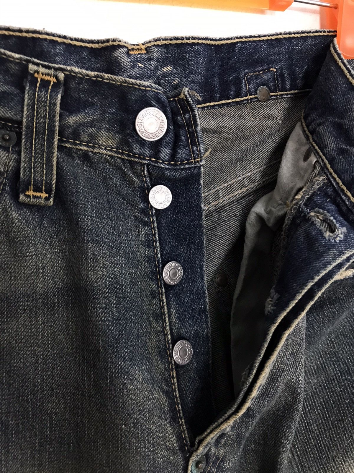 Levi's × Vintage Vintage Levi’s Distressed Design Buckle Back Denim Jeans Size US 33 - 10 Thumbnail