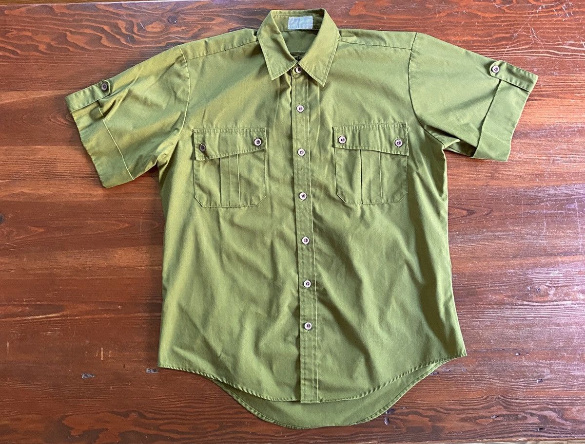 Vintage Vintage Olive Green Short Sleeve Uniform Button Up Size US M / EU 48-50 / 2 - 2 Thumbnail