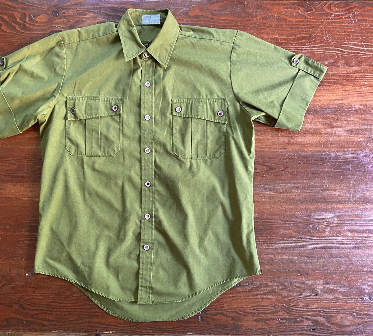 Vintage Vintage Olive Green Short Sleeve Uniform Button Up Size US M / EU 48-50 / 2 - 1 Thumbnail