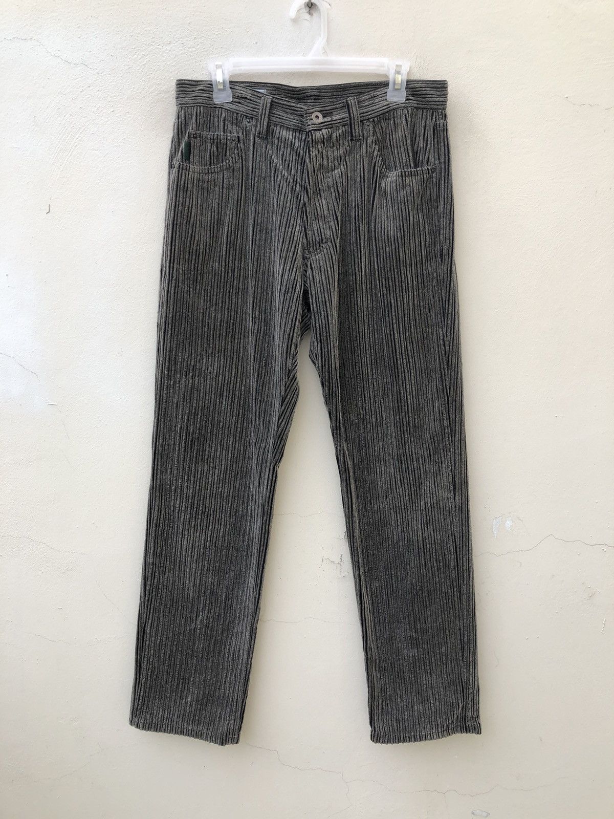 image of Vintage Paul Smith Jeans Grey Striped Corduroy Pant, Men's (Size 31)