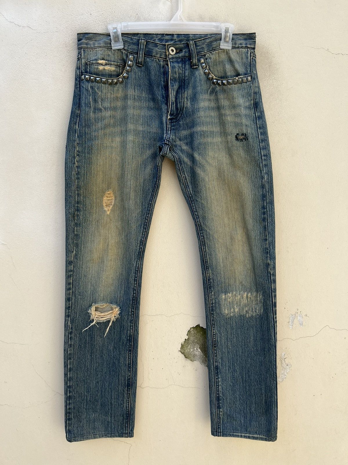 Vintage RUPERT EDGE Japan Rips Fade Denim Dirty Jeans
