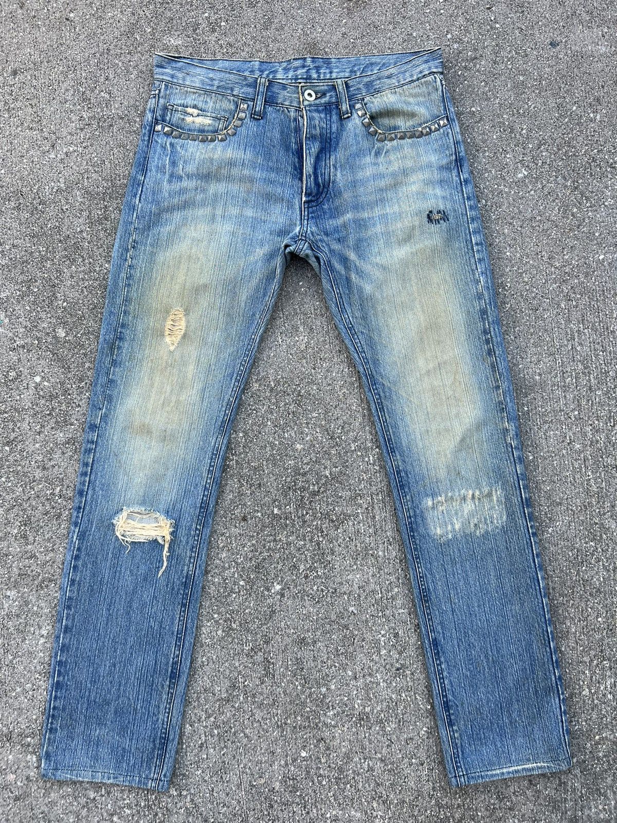 Vintage RUPERT EDGE Japan Rips Fade Denim Dirty Jeans