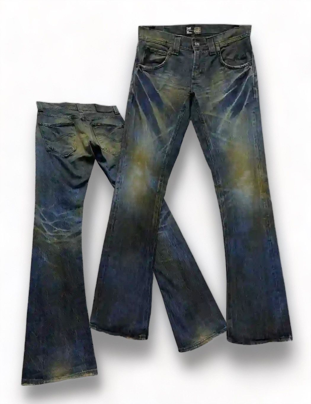 image of Beauty Beast x If Six Was Nine Skinny Flare! Midasxlee Distressed Rusty Design Blue Denim in Rusty 