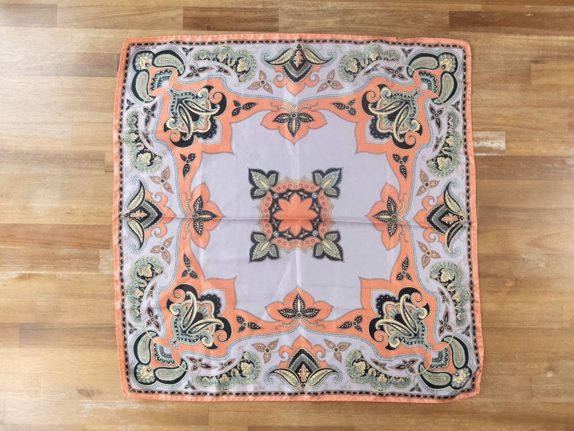 image of Etro Milano Light Blue Paisley Print Silk Foulard Scarf, Women's