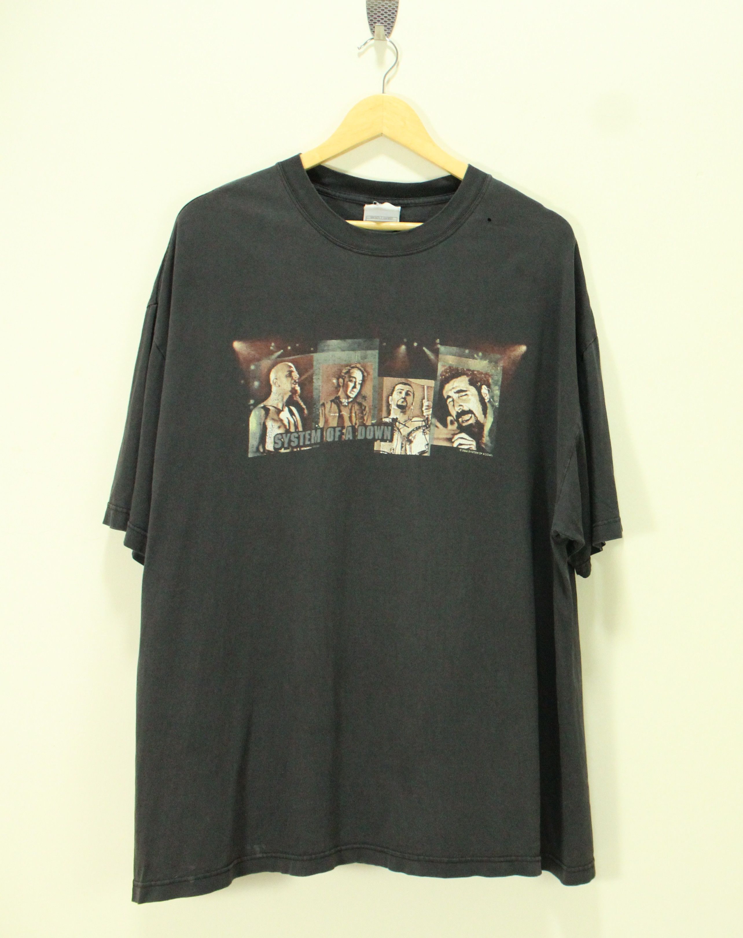 FADED BLACK 🔥 Vintage SYSTEM OF A DOWN T Shirt Distressed