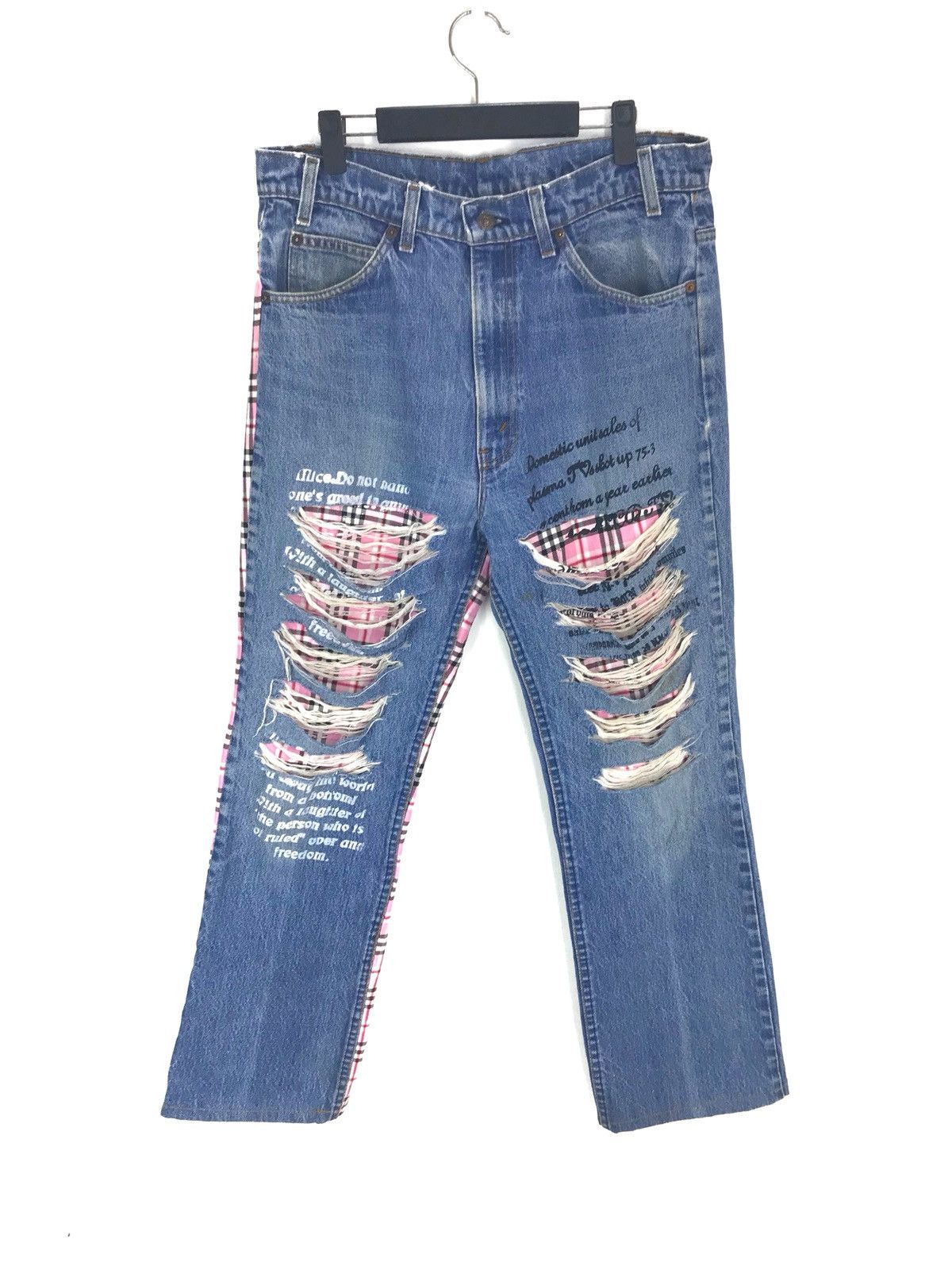 Levi's Vintage Clothing Vintage Levis Rebuild/ Reconstruct Tartan Checkered Jeans Size US 34 / EU 50 - 2 Thumbnail