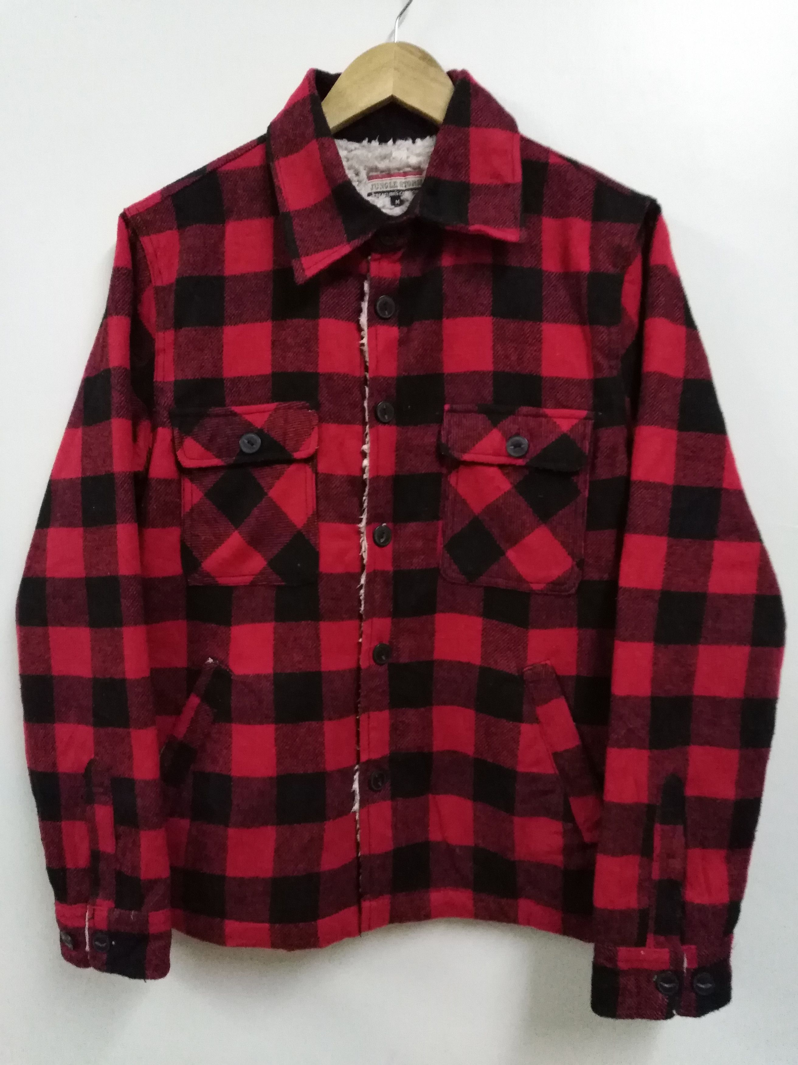 Pendleton Vintage Sherpa Jacket Jungle Storm Red Black Checked Jacket Size US M / EU 48-50 / 2 - 1 Thumbnail