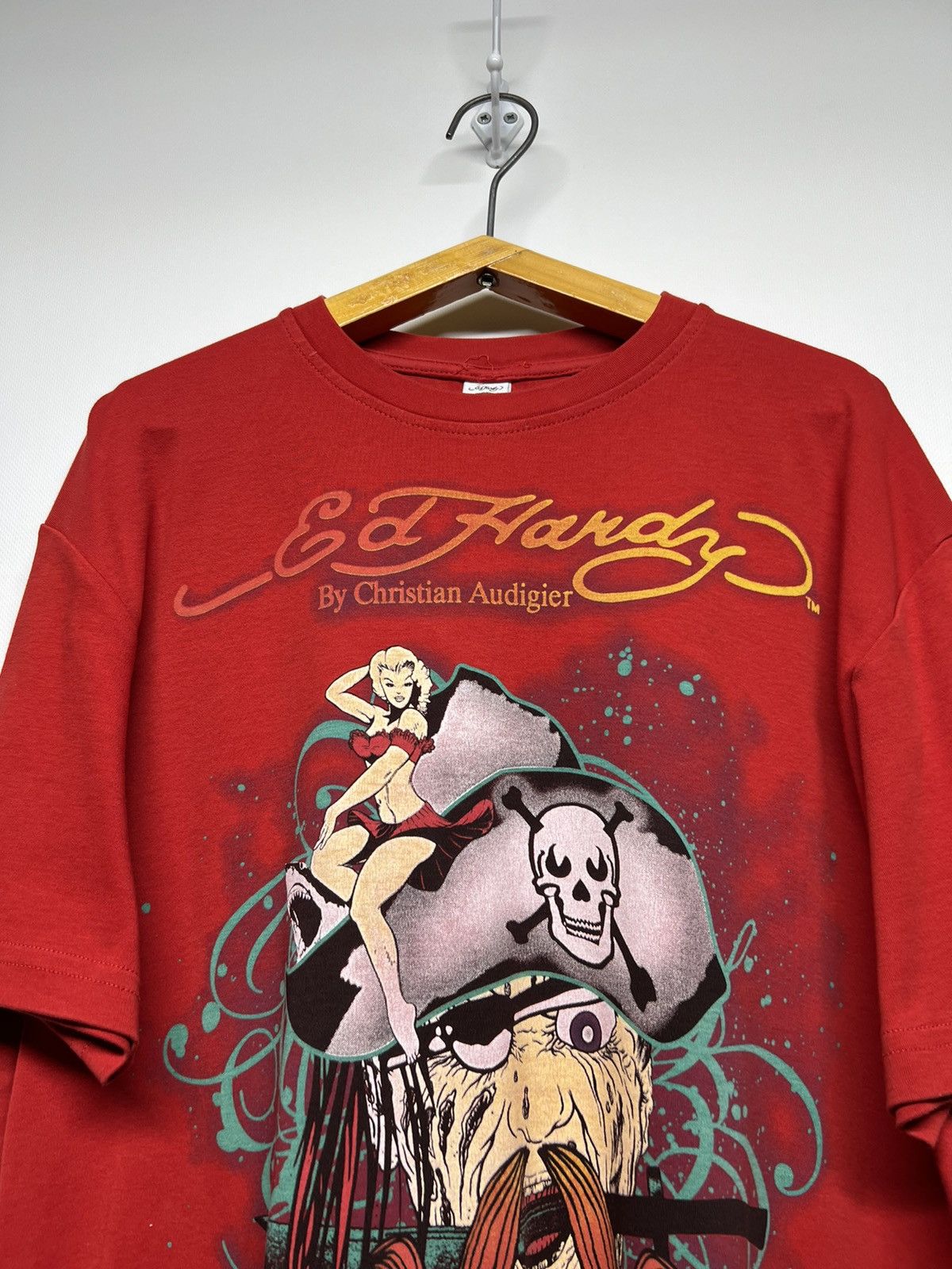 Christian Audigier × Ed Hardy × Vintage Vintage Pirate🏴‍☠️ Y2k Rare Ed Hardy Big Logo T-Shirt 90’s Size XXL / US 16-18 / IT 52-54 - 1 Thumbnail