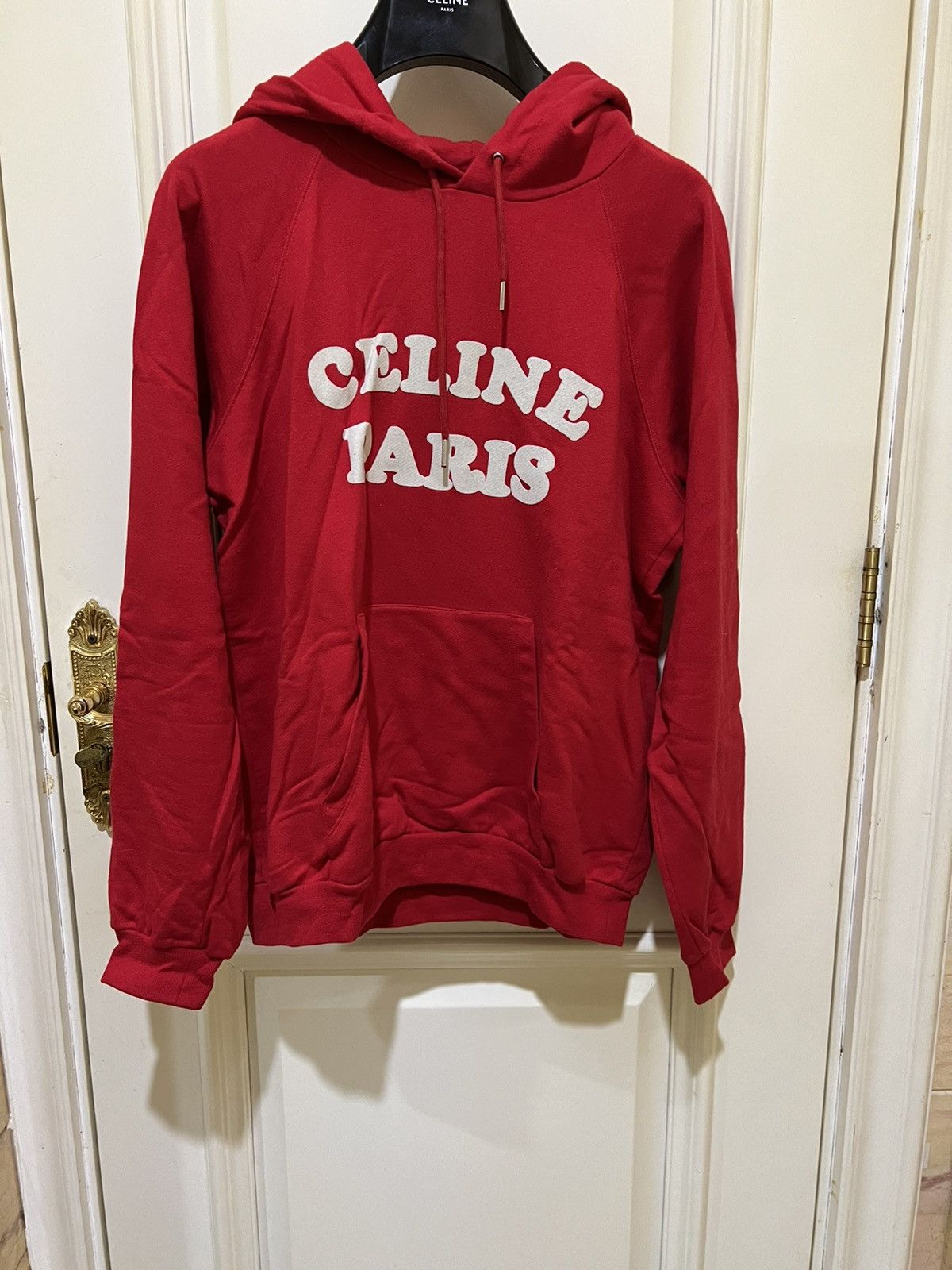 Celine × Hedi Slimane Red logo hoodie Sz M Size US M / EU 48-50 / 2 - 1 Thumbnail