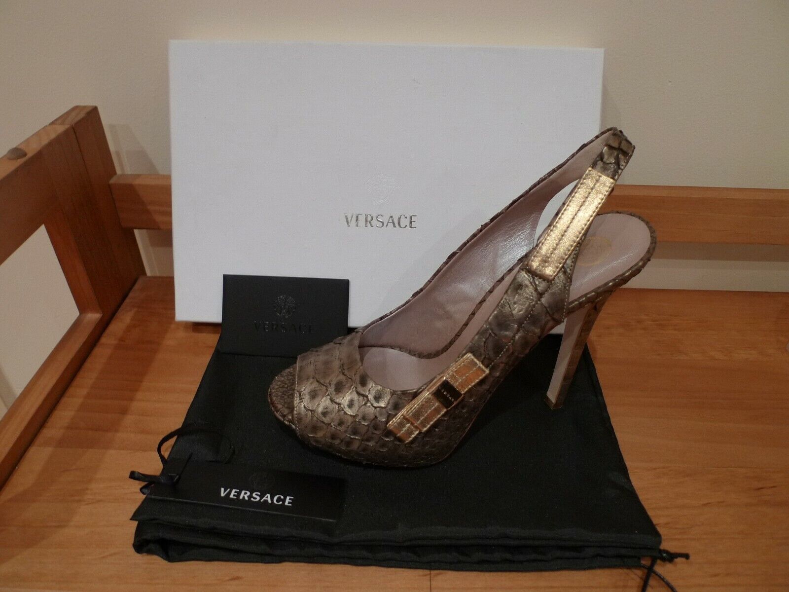 Versace VERSACE BRONZE PYTHON SKIN HIGH HEEL SHOES ITALY SIZE 39 / 9 Size US 9 / IT 39 - 2 Thumbnail