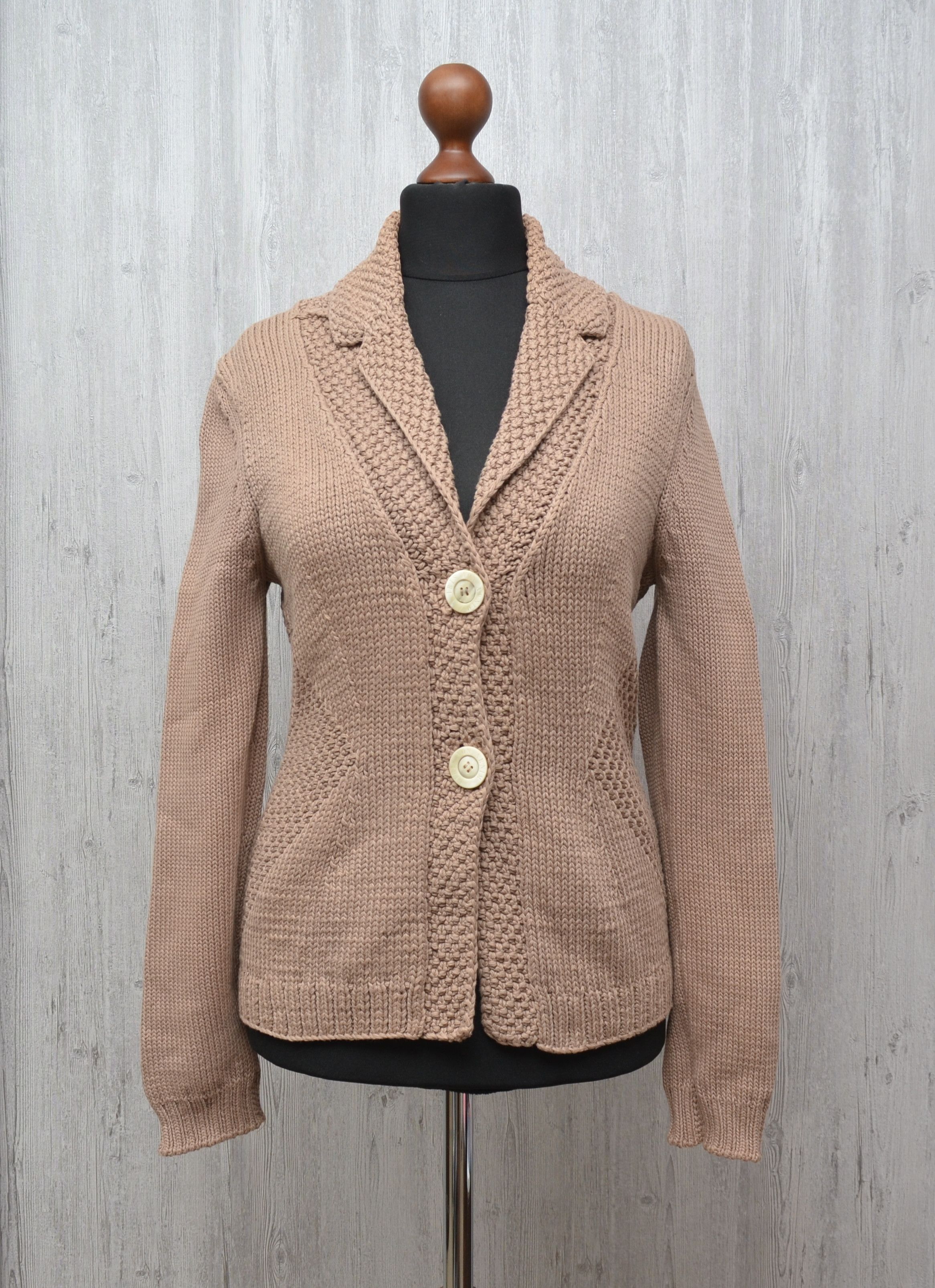 IRIS VON ARNIM Wmns Wool Knit Cardigan Sweater Brown Sz XL