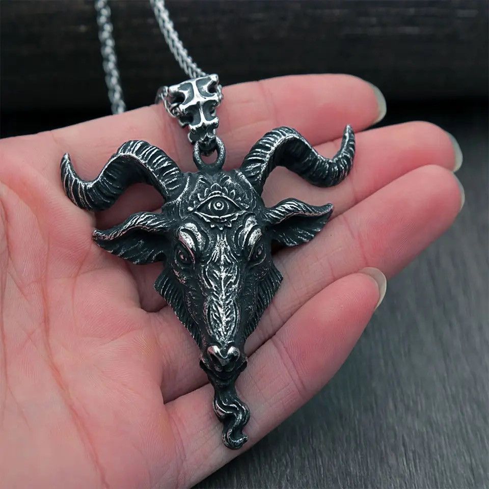 Jewelry Satan Goat Head Pendant Necklace Size ONE SIZE - 4 Thumbnail