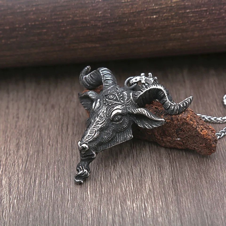 Jewelry Satan Goat Head Pendant Necklace Size ONE SIZE - 1 Thumbnail