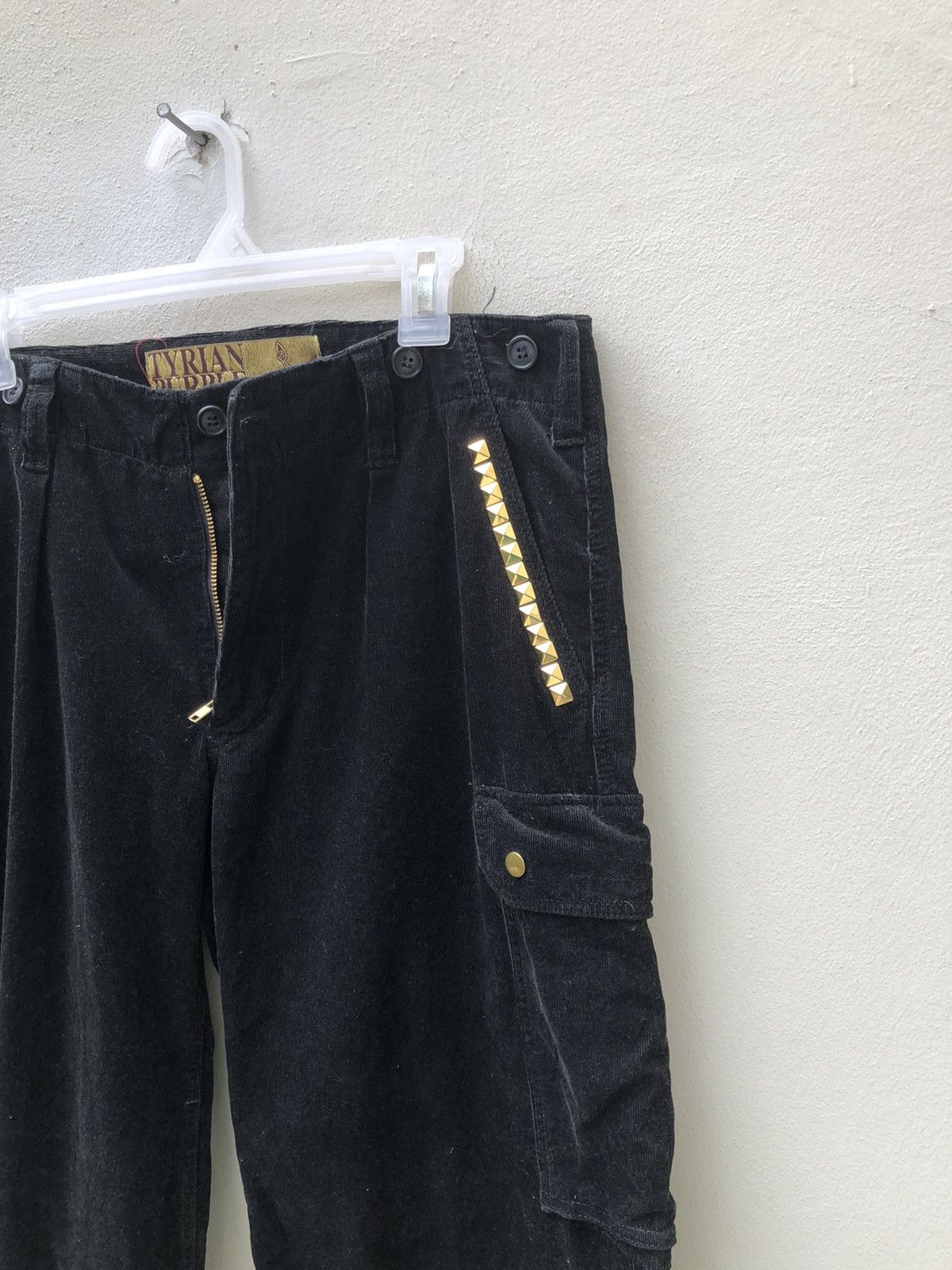 Vintage Tyrian Purple Japan Rivet Black Corduroy Cargo Trouser Pant Size US 30 / EU 46 - 11 Thumbnail