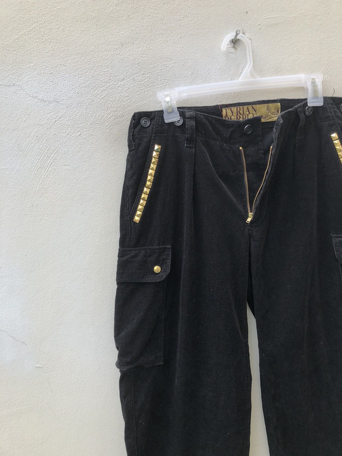Vintage Tyrian Purple Japan Rivet Black Corduroy Cargo Trouser Pant Size US 30 / EU 46 - 9 Thumbnail