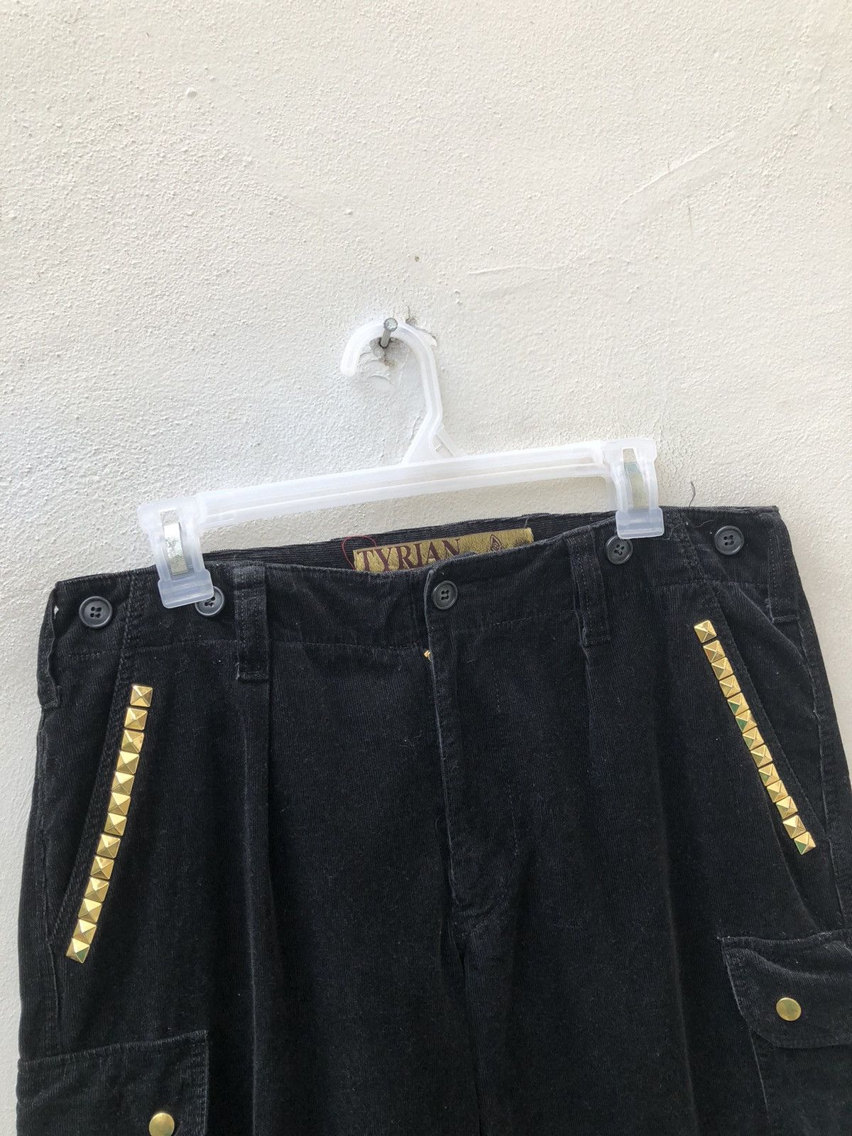 Vintage Tyrian Purple Japan Rivet Black Corduroy Cargo Trouser Pant Size US 30 / EU 46 - 7 Thumbnail