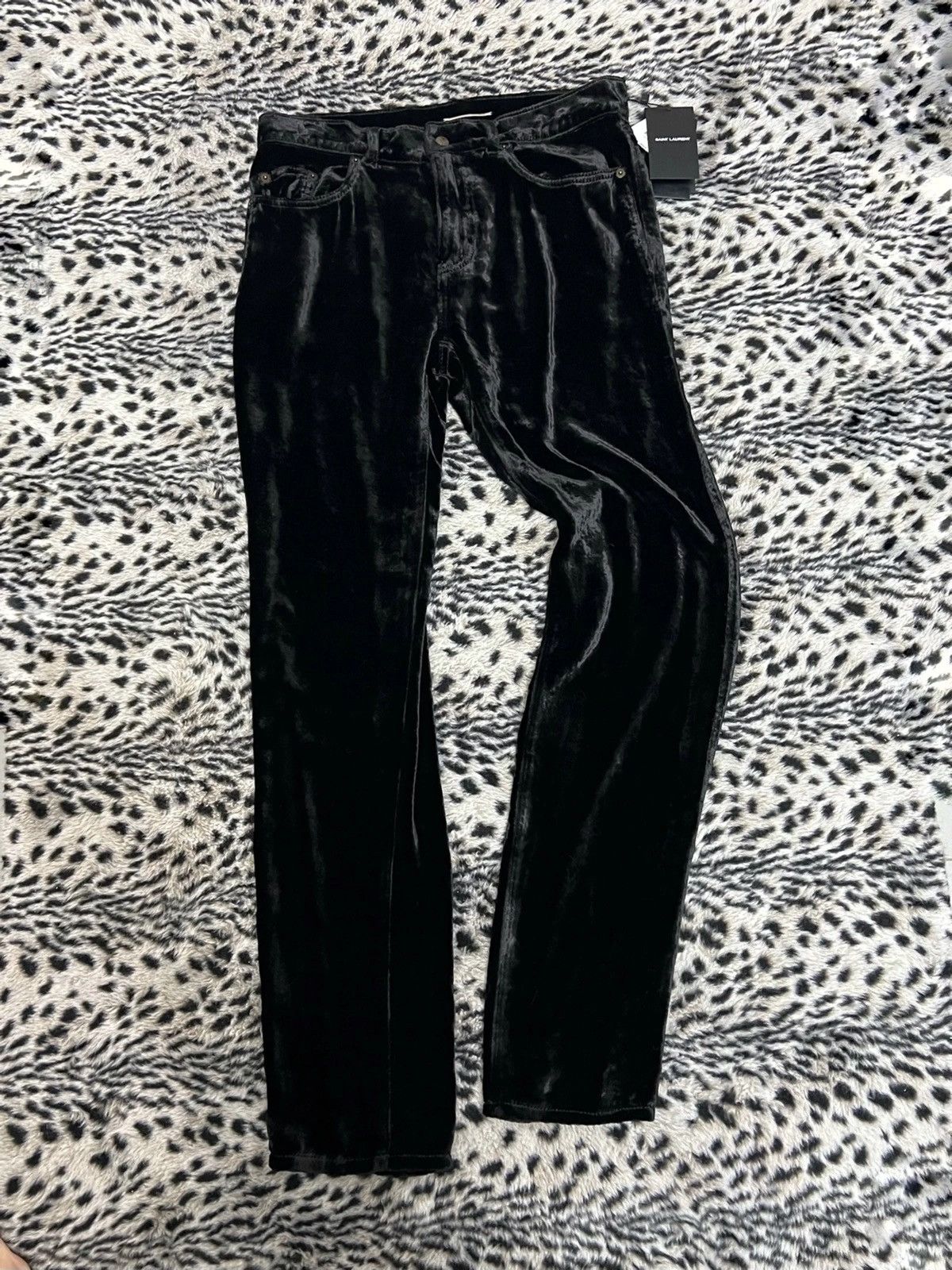 Saint Laurent Paris SS20 Mid-Rise Stonewashed Dévoré Velvet Pants sz28 Size 28" / US 6 / IT 42 - 1 Thumbnail