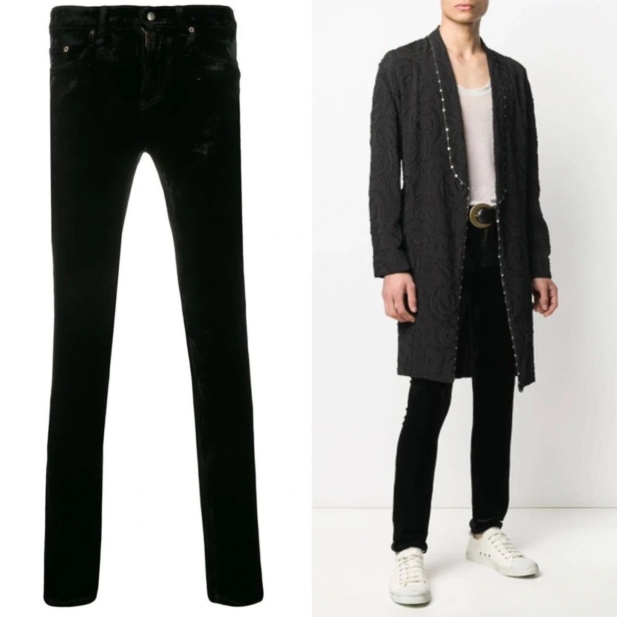 Saint Laurent Paris SS20 Mid-Rise Stonewashed Dévoré Velvet Pants sz28 Size 28" / US 6 / IT 42 - 14 Thumbnail