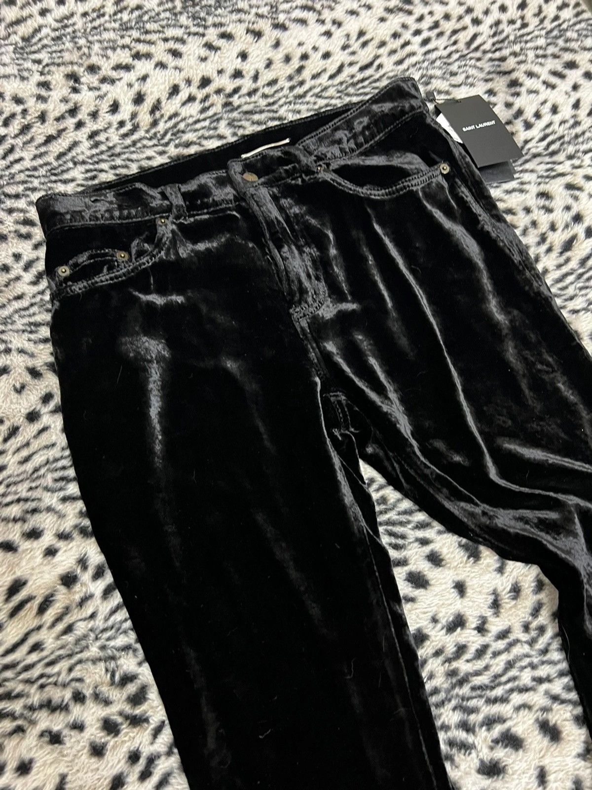 Saint Laurent Paris SS20 Mid-Rise Stonewashed Dévoré Velvet Pants sz28 Size 28" / US 6 / IT 42 - 2 Thumbnail