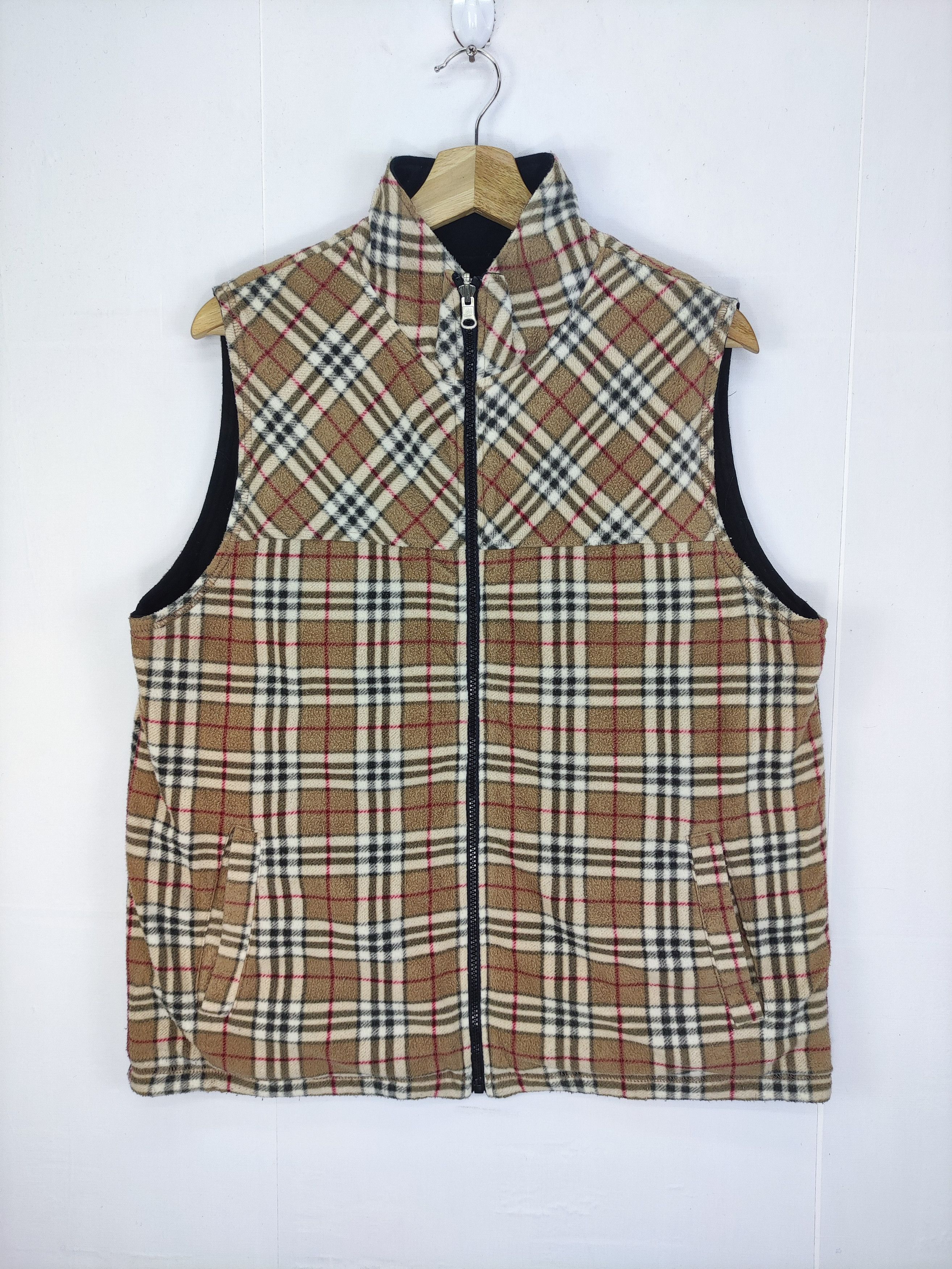 image of Vintage Vest Like Nova Check Reversible Tender Puppy, Men's (Size Medium)
