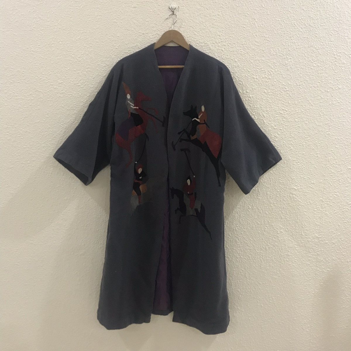 Handmade × Japanese Brand ✨Kimono/Jacket Wool Leather Logo Nice Design Size US L / EU 52-54 / 3 - 1 Thumbnail