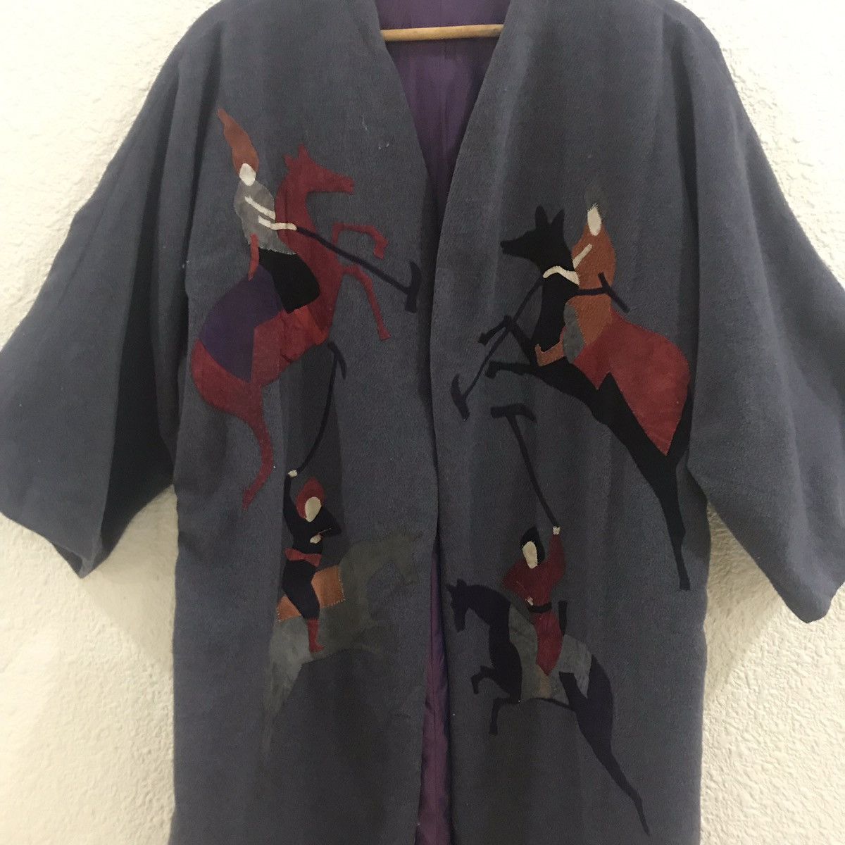 Handmade × Japanese Brand ✨Kimono/Jacket Wool Leather Logo Nice Design Size US L / EU 52-54 / 3 - 5 Thumbnail